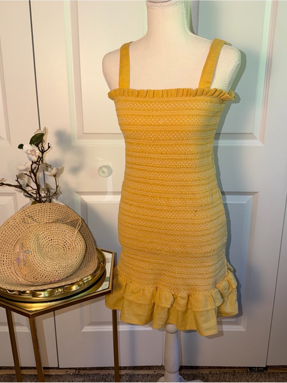 American Eagle Outfitters Bright Yellow Smocked Dress